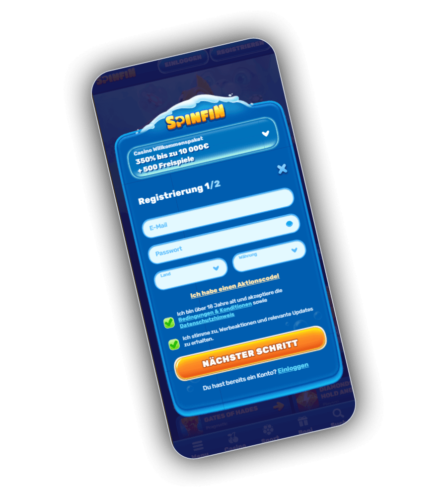 Spinfin Casino Registrierung DE